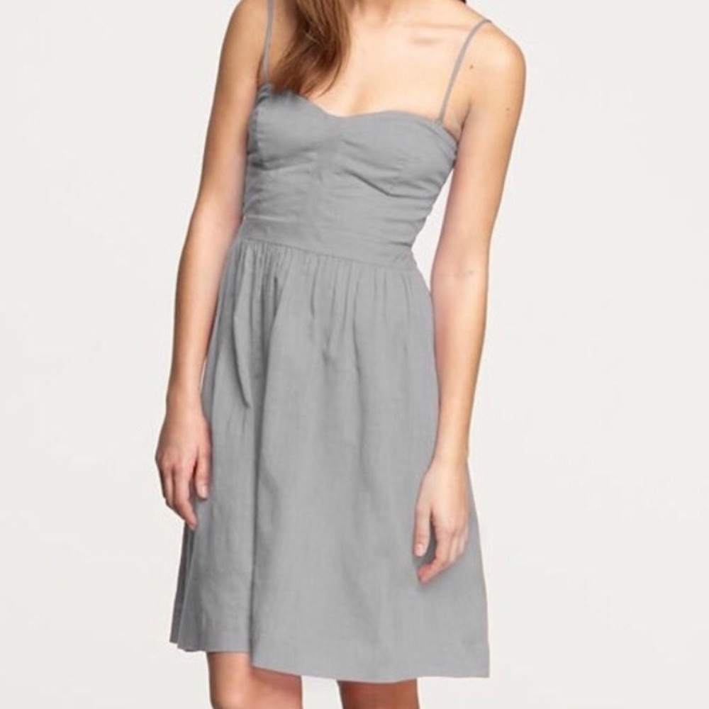 J Crew light gray gauzy dress w/ removable straps